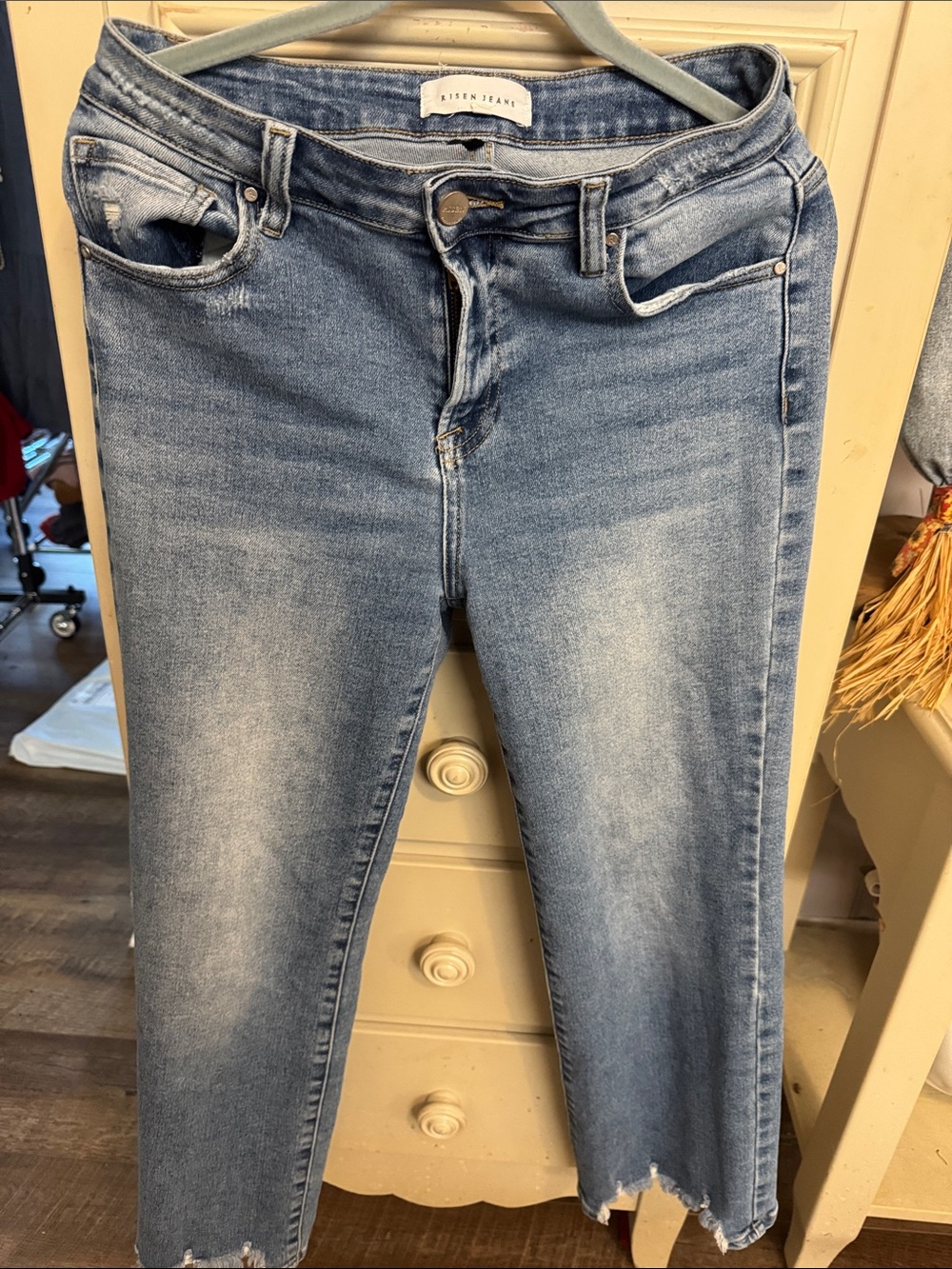 High-Rise Light Blue Cropped Skinny Jeans
